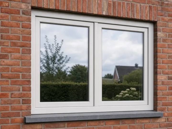 Witte kunststof kozijnen in een gemetselde gevel